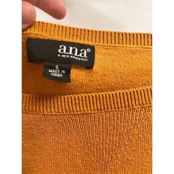 A.N.A Womens Pullover Crew neck Stretch Casual Sweater Mustard Size Small - Picture 7 of 7